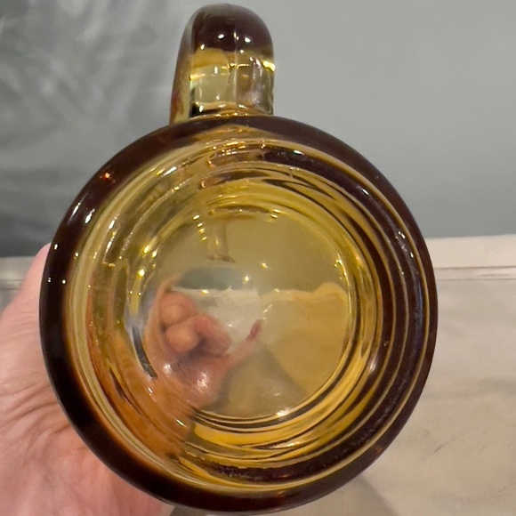 VINTAGE HAZEL ATLAS AMBER GLASS DRINKING MUGS SET OF 2 - Picture 3 of 6